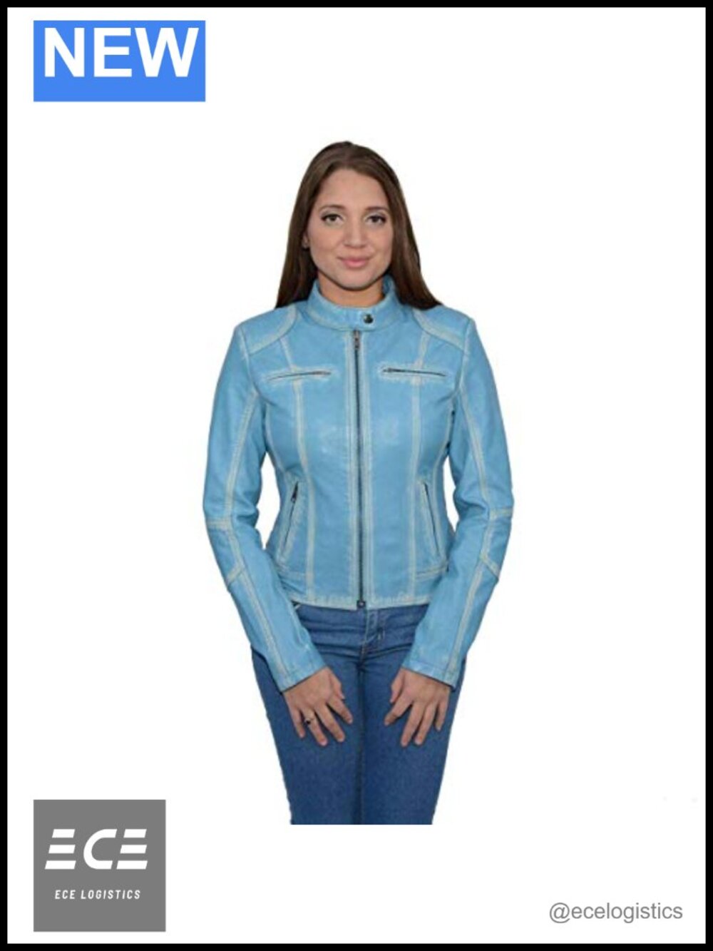 Women's Sheepskin Leather Scuba Style Moto Jacket Zip Front Distressed